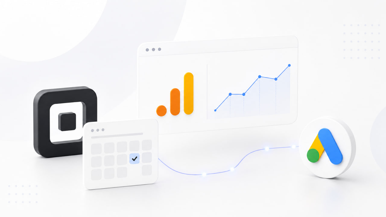 Square Appointments, Google Analytics 4 and Google Ads connected together